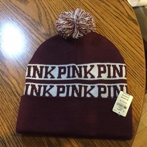 Maroon Pink Victoria Secret Beanie